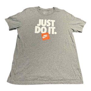 Nike Shirt Mens Large Gray Just Do It Swoosh Logo Athletic Tee Sports Casual